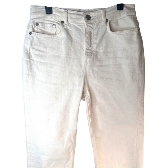 ZARA Womens Size 2 Ecru Straight Leg Jeans High Rise Raw Hem Flare - Picture 4 of 13